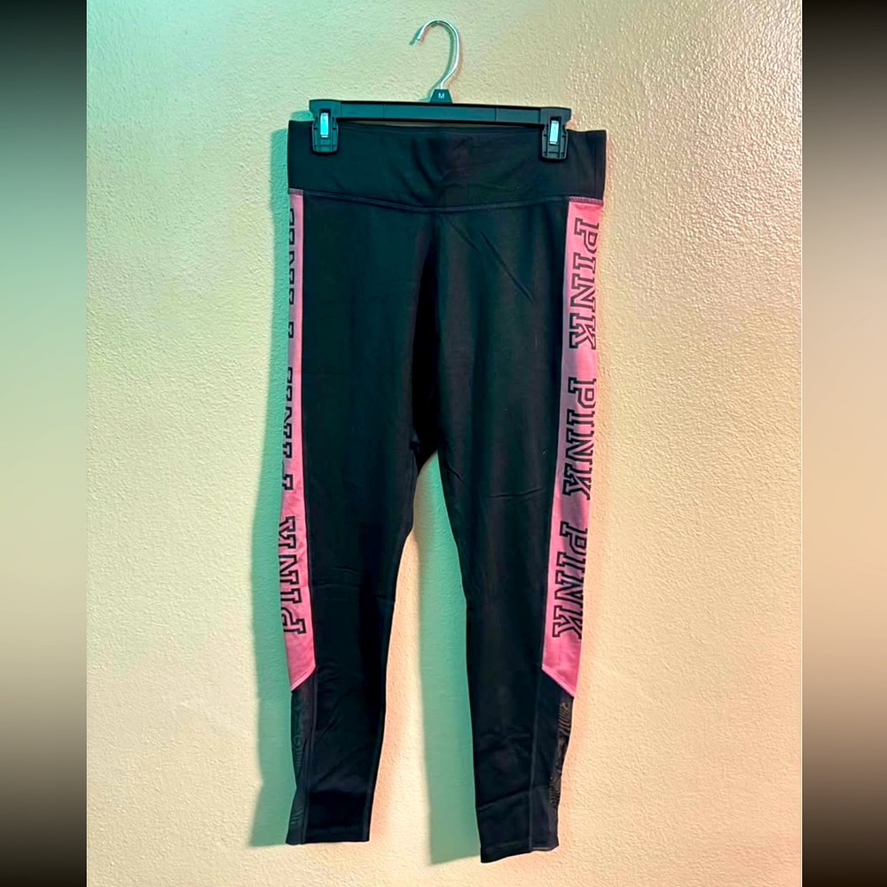 Pink Victoria’s Secret Ultimate Leggings Size M pink Stripe Workout Comfort Fit